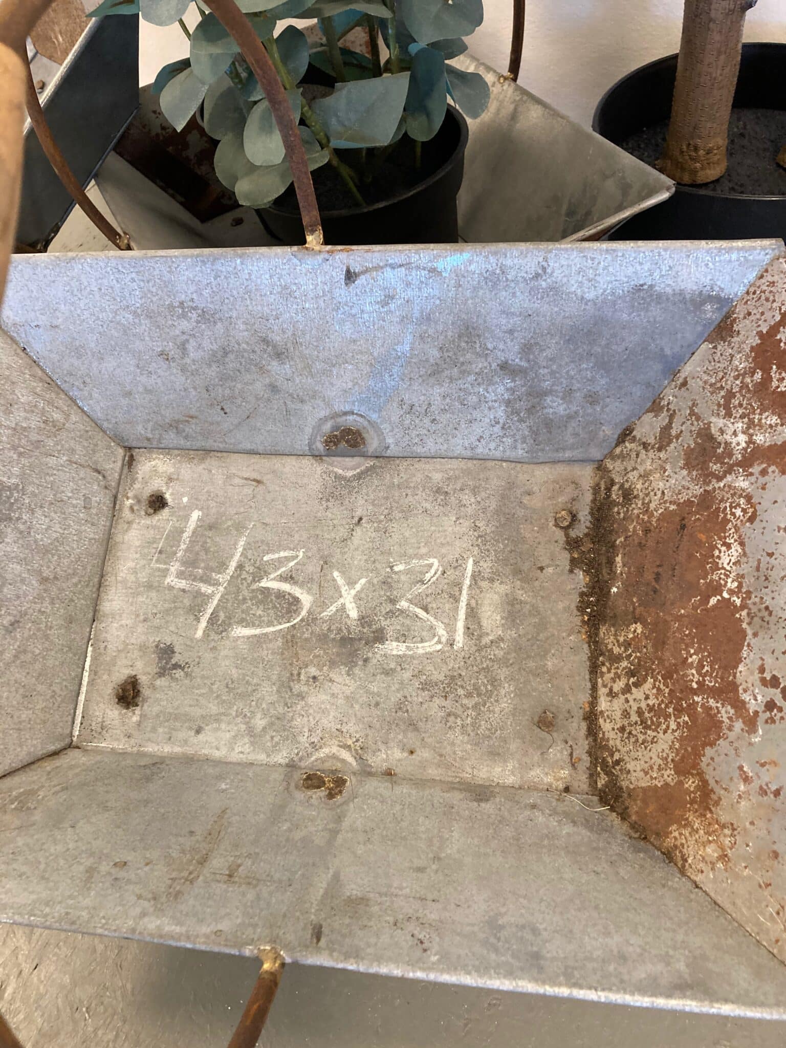 Plante Kurv i Zink på Ben af Jern - Billede 3
