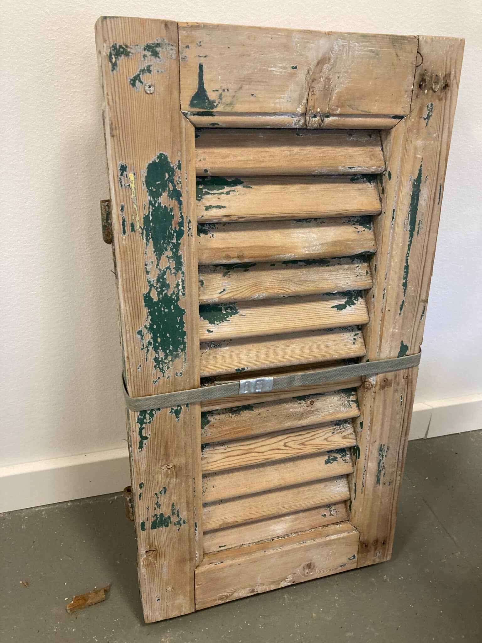 Små Franske Skodder med Patina natur/grøn 57,5cm. - Billede 2
