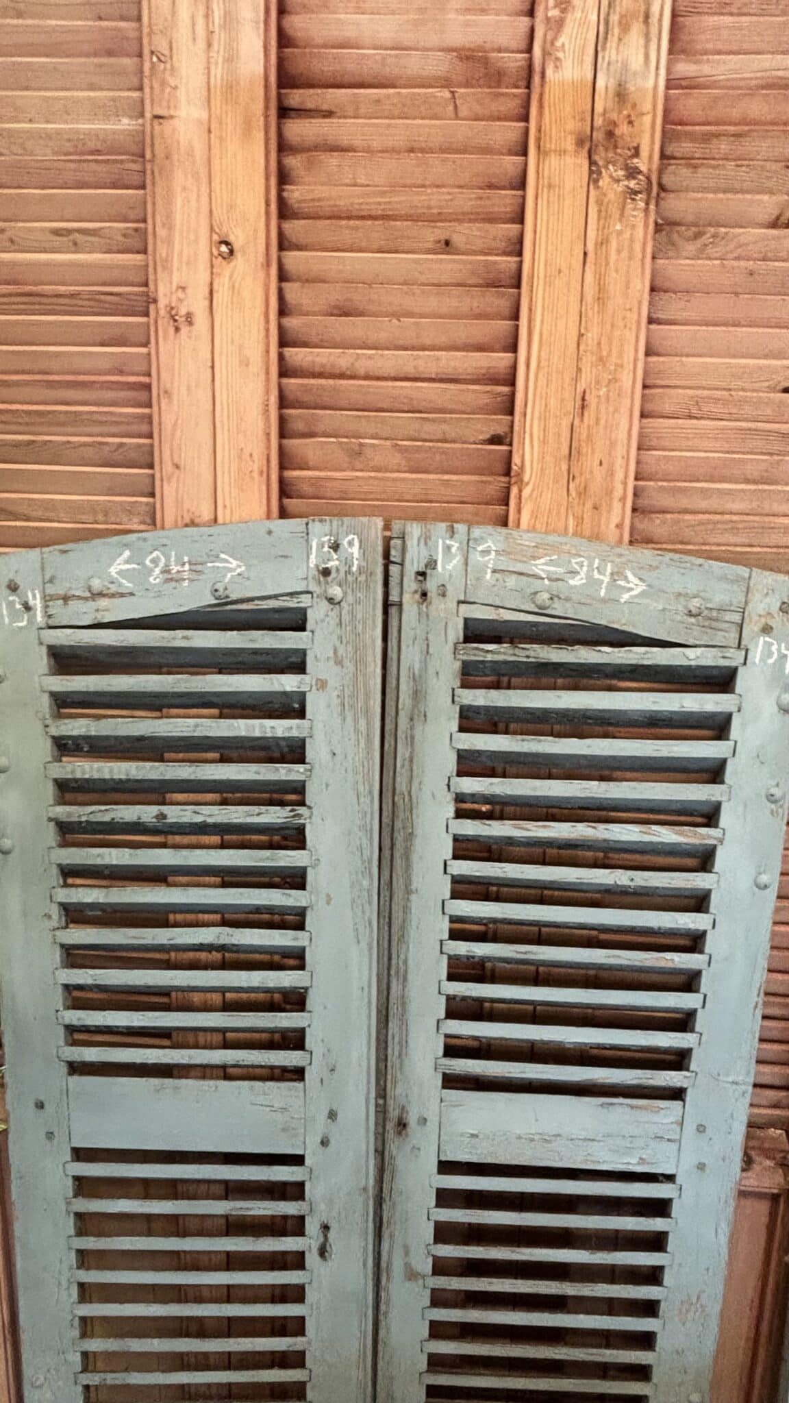 Gamle Franske Skodder – Smuk Blå Patina 139x84 - Billede 5