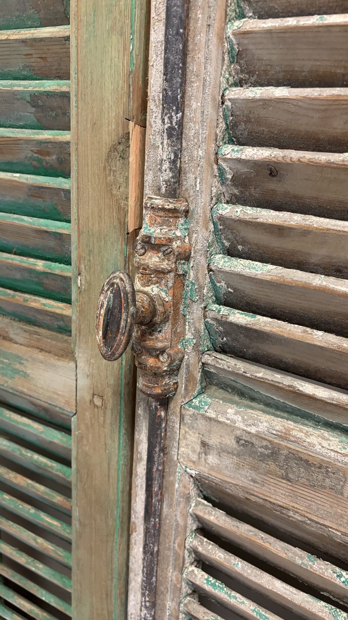 🇫🇷 Gamle franske skodder med grøn patina 244x28 - Billede 2